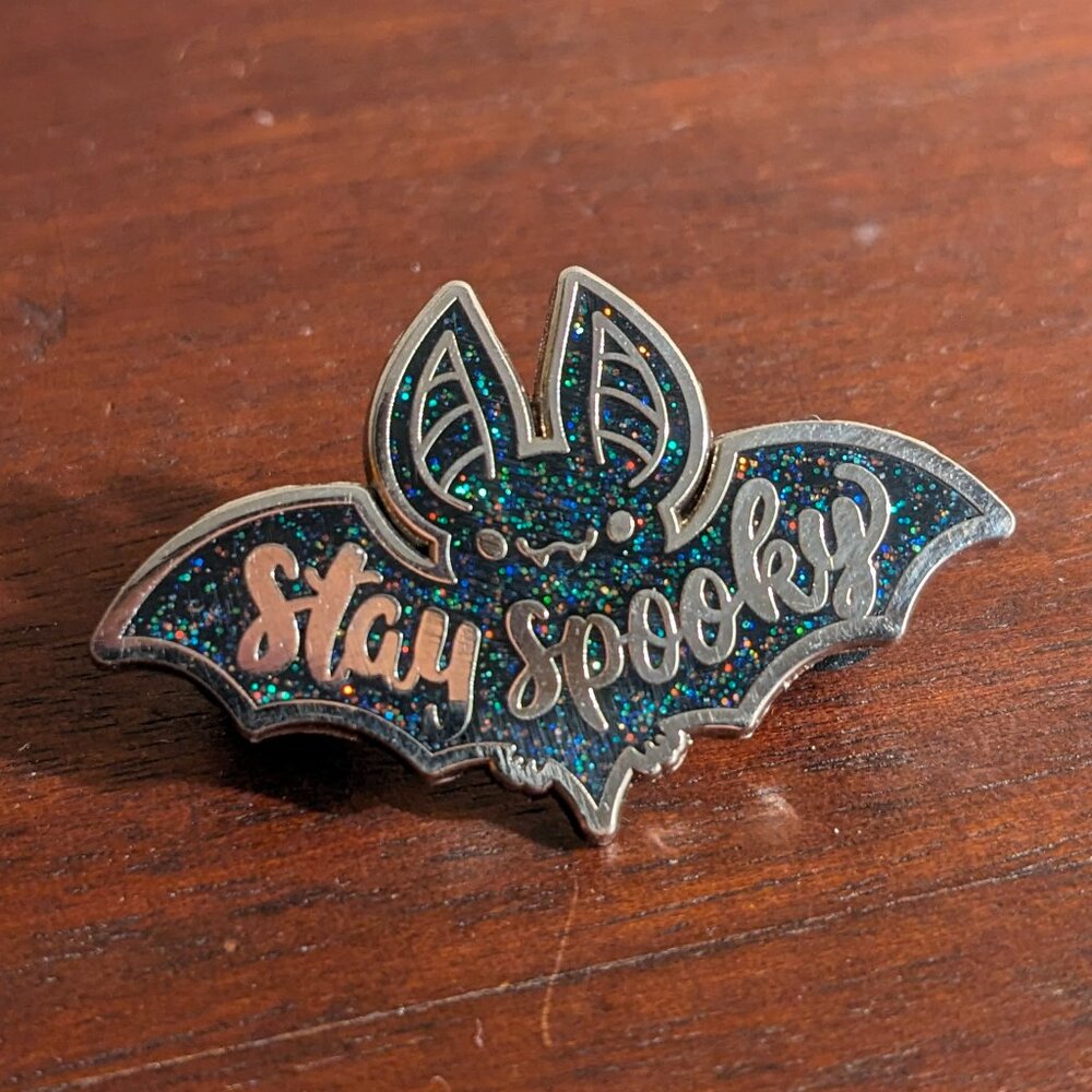 Stay Spooky bat enamel pin